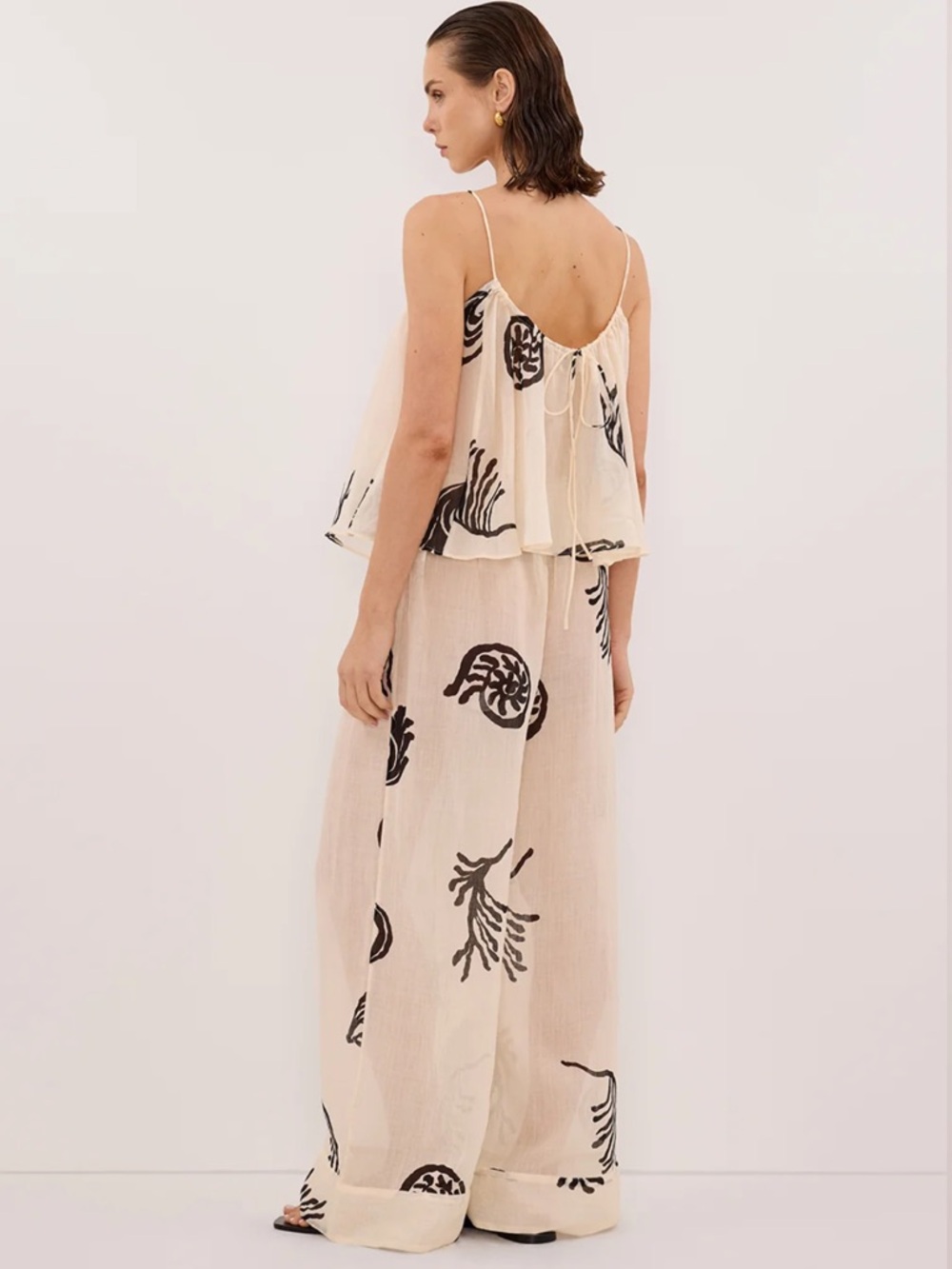 NWT DISSH Positano Sandstone  Cream Wide-Leg Ramie Pants